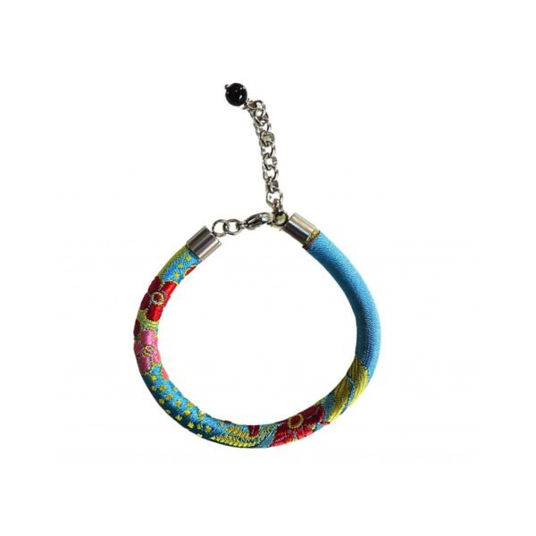 bracciale tubolare in broccato sardo colore azzurro