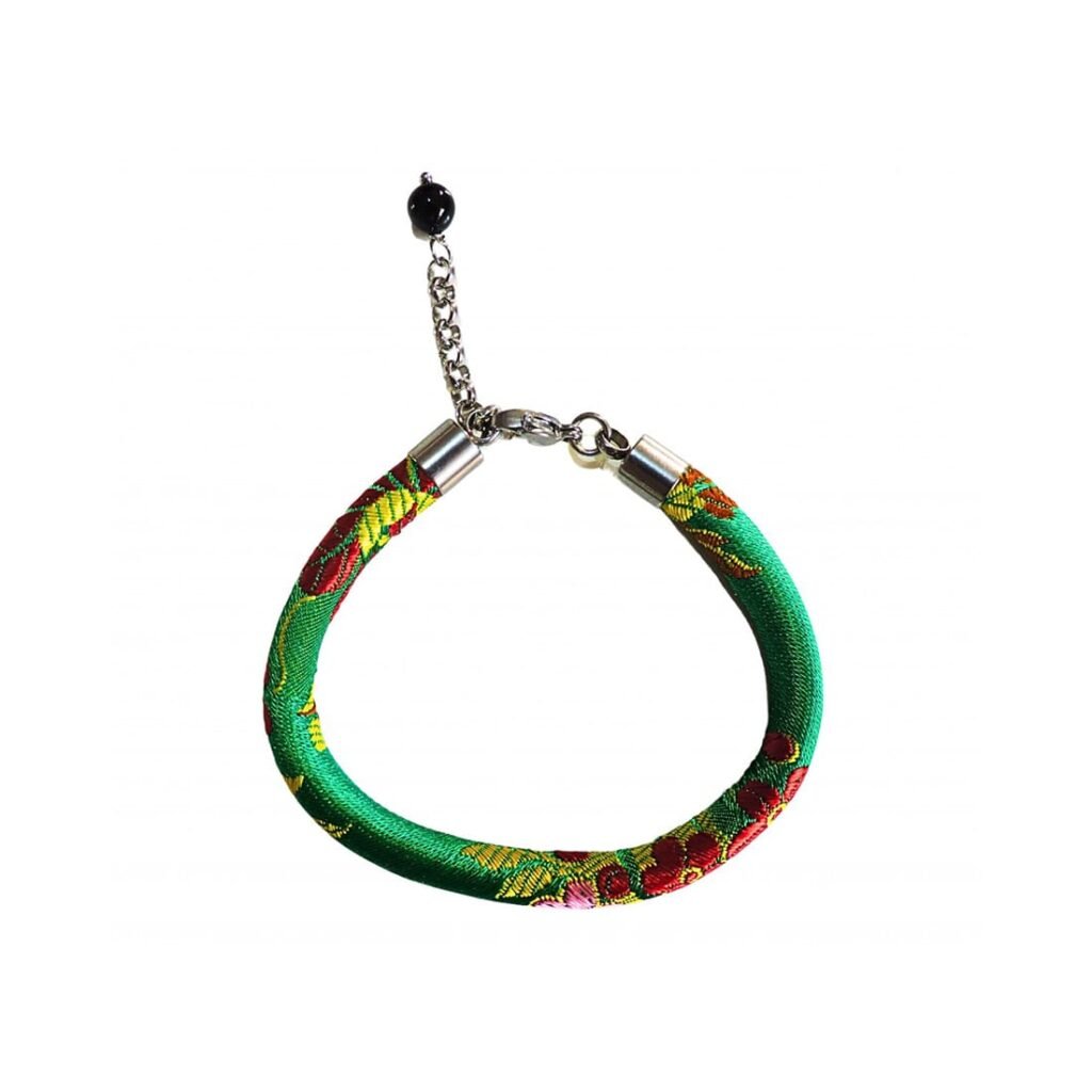 bracciale tubolare in broccato sardo verde