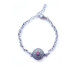 bracciale brunito con bottone sardo prodotto da s'ave maria