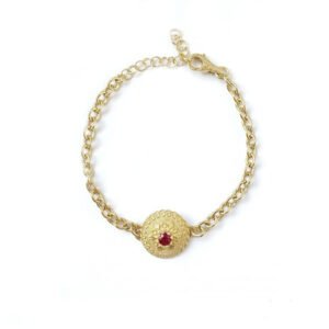 bracciale in argento dorato con bottone sardo prodotto da S'Ave Maria