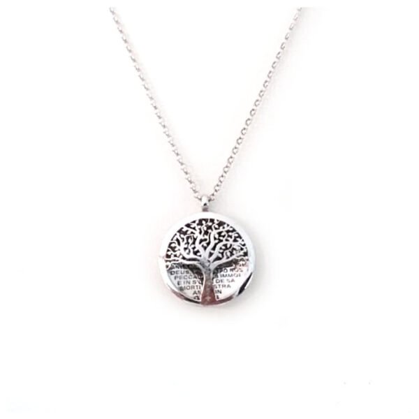 collana in argento biffacciale con albero della vita e corbula