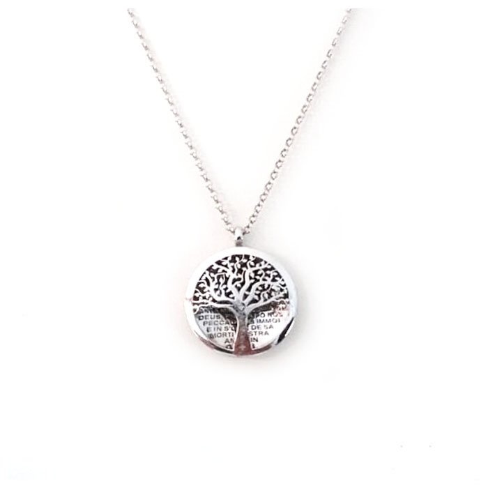 collana in argento biffacciale con albero della vita e corbula