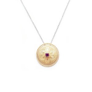 collana bottone 3 s'ave maria gialla