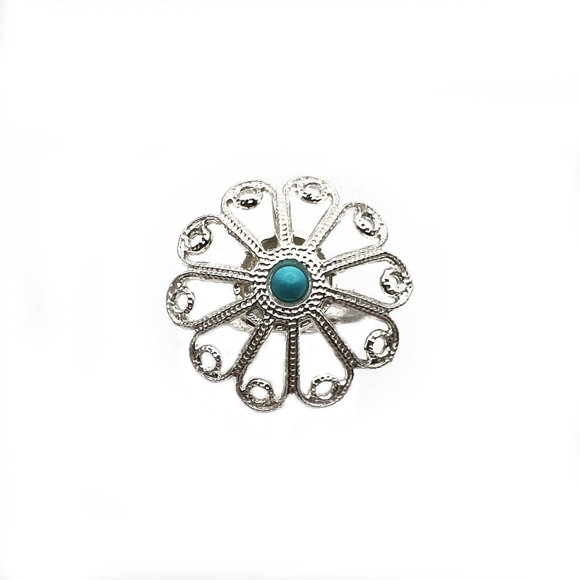 anello sardo margherita con pietra celeste